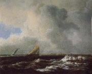 Jacob van Ruisdael Vessels in a Choppy sea oil painting artist